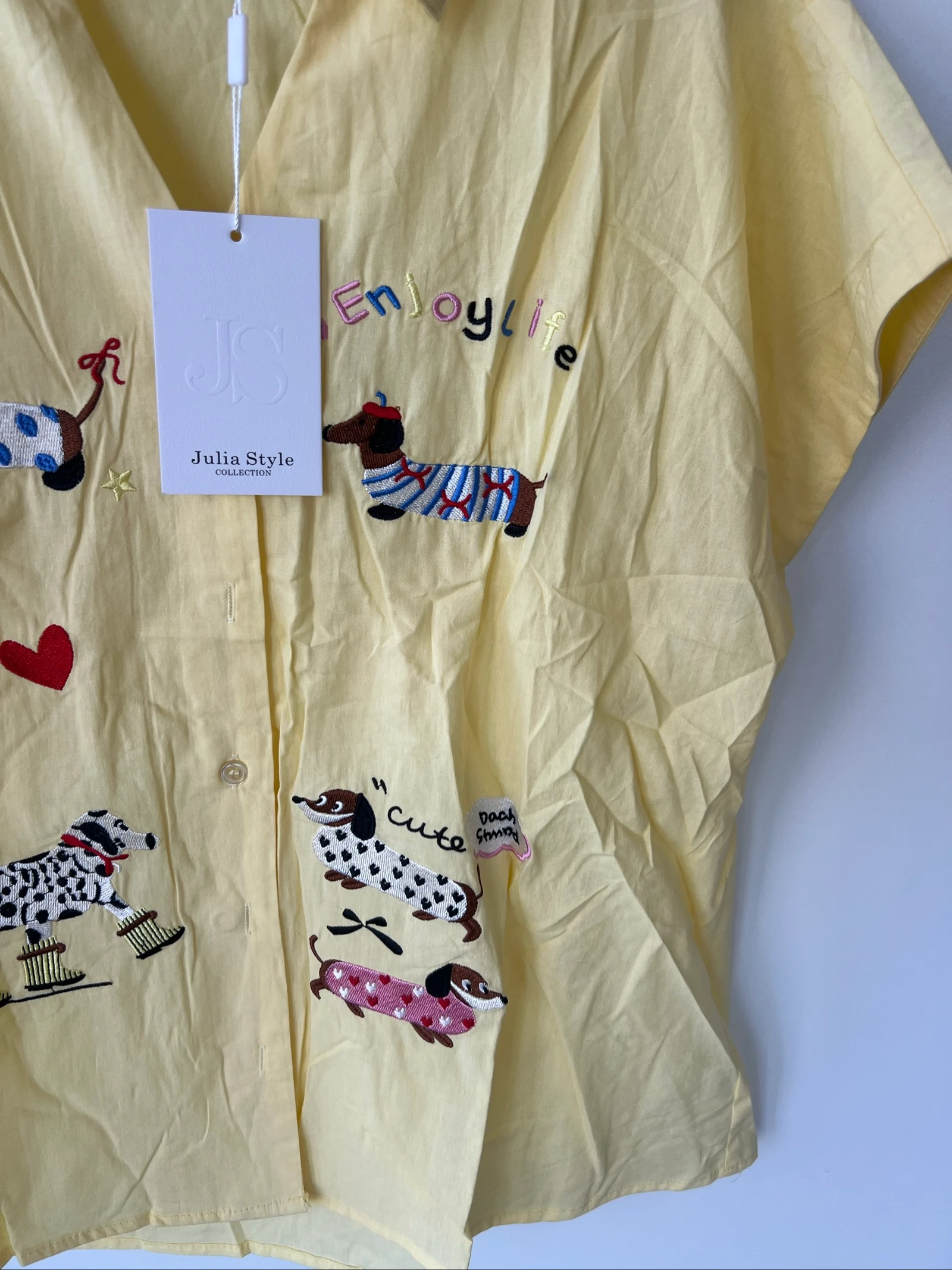 🐶Q Gele Julia-stijl hemd | Maat L 💛 – photo 2